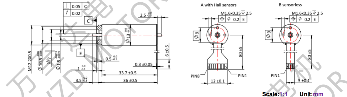 OT-ECS1334 Electronical Commutation Slotless DC Motor