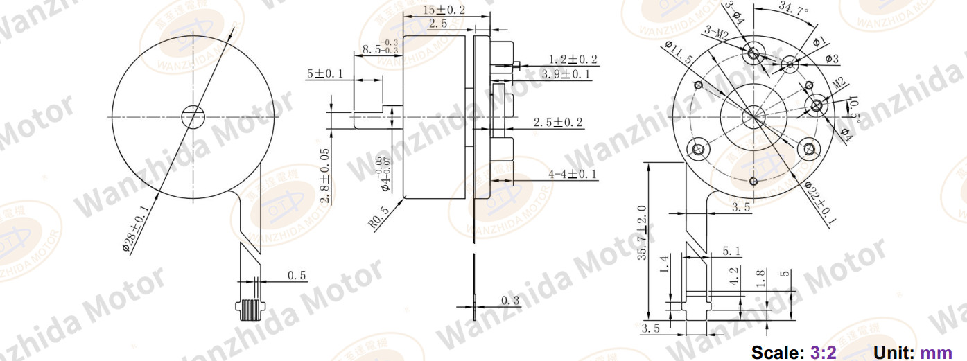BLDC EM 2815 Electronical Commutation Slotted DC Motor-wanzhida motor