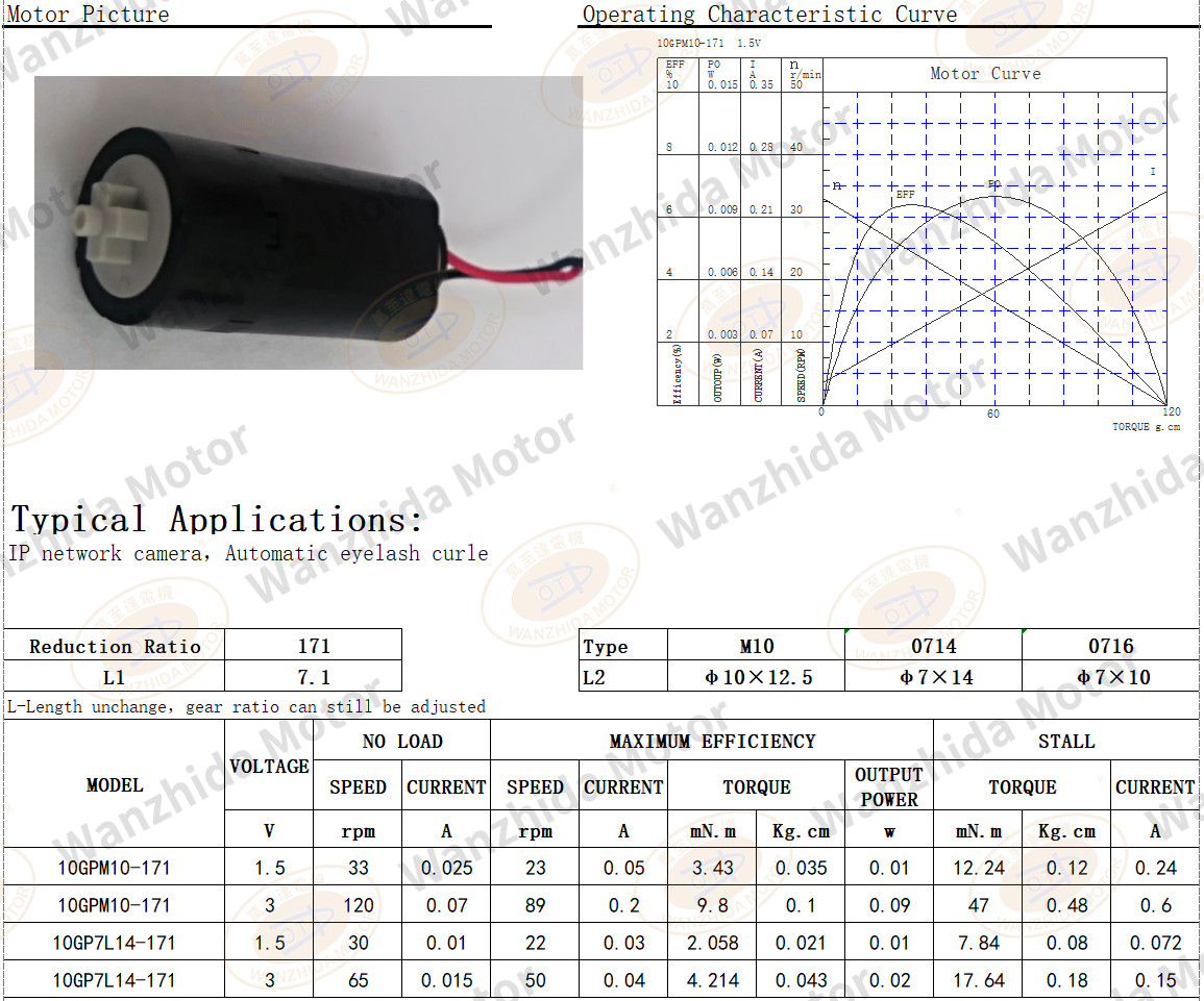 OT-10GP Gear Motor|Automatic eyelash curle motor-Wanzhida Motor