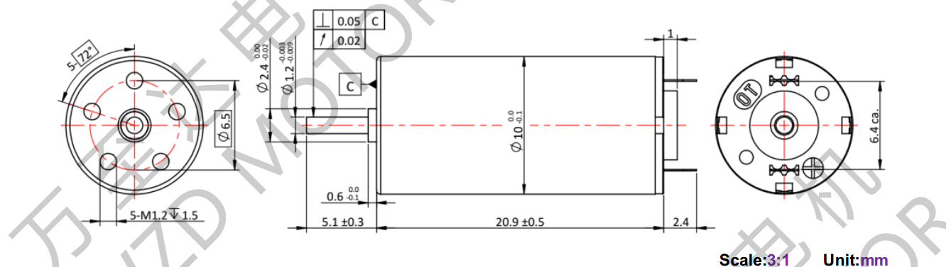 OT-CM1020 Coreless Brush DC Motor