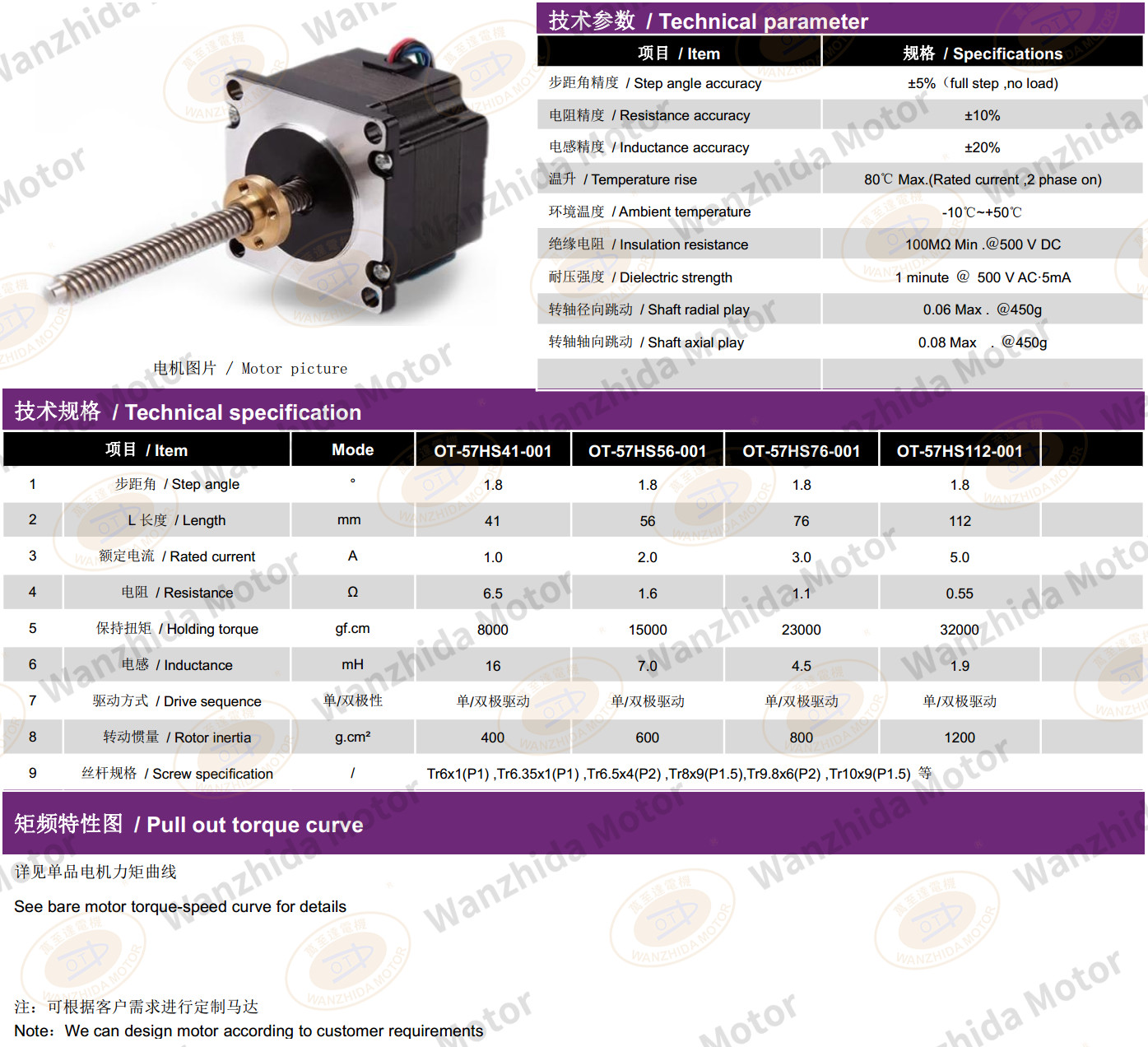 57 series lead screw motor-wanzhida motor