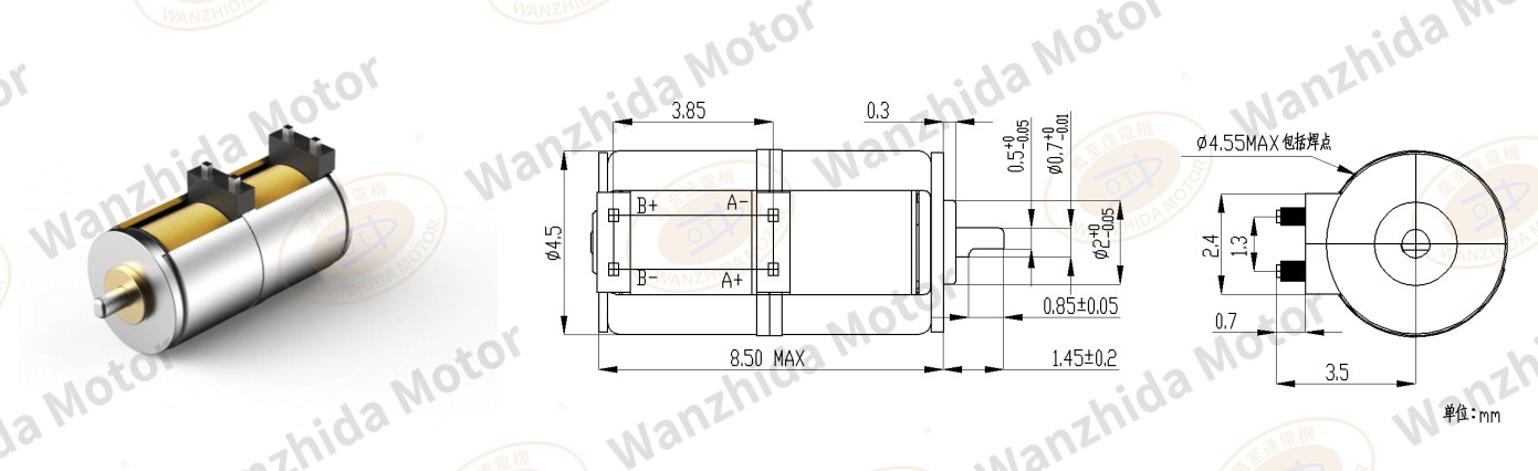 4.4mm micro Permanent magnet stepper motor-wanzhida motor