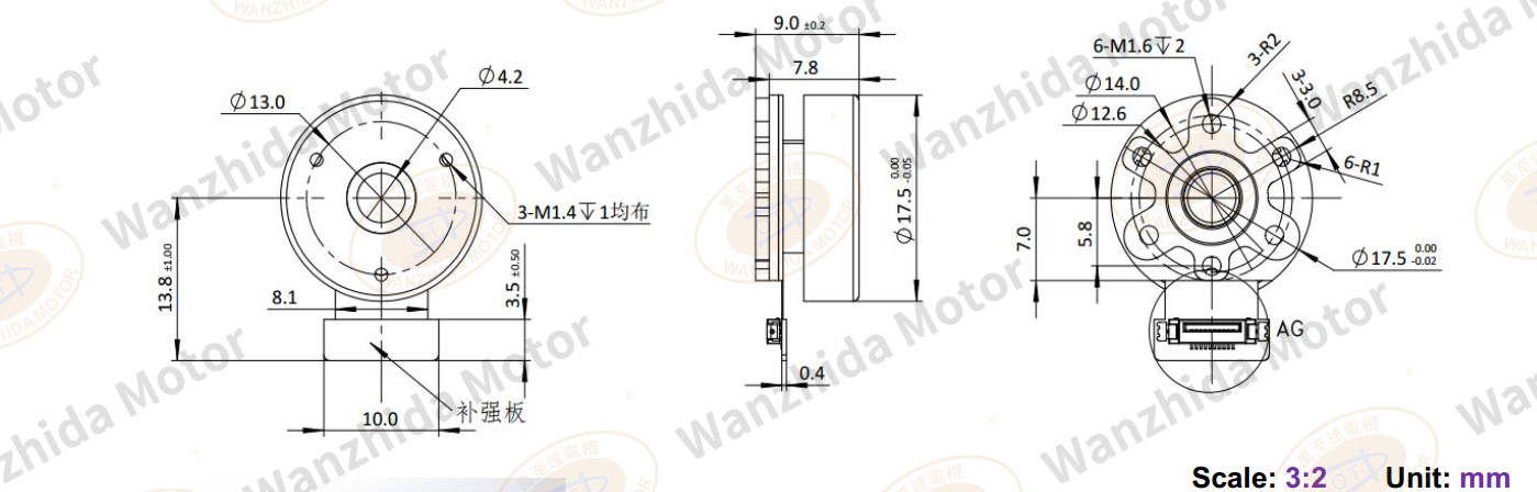 BLDC EM 1710 Electronical Commutation Slotted DC Motor-wanzhida motor