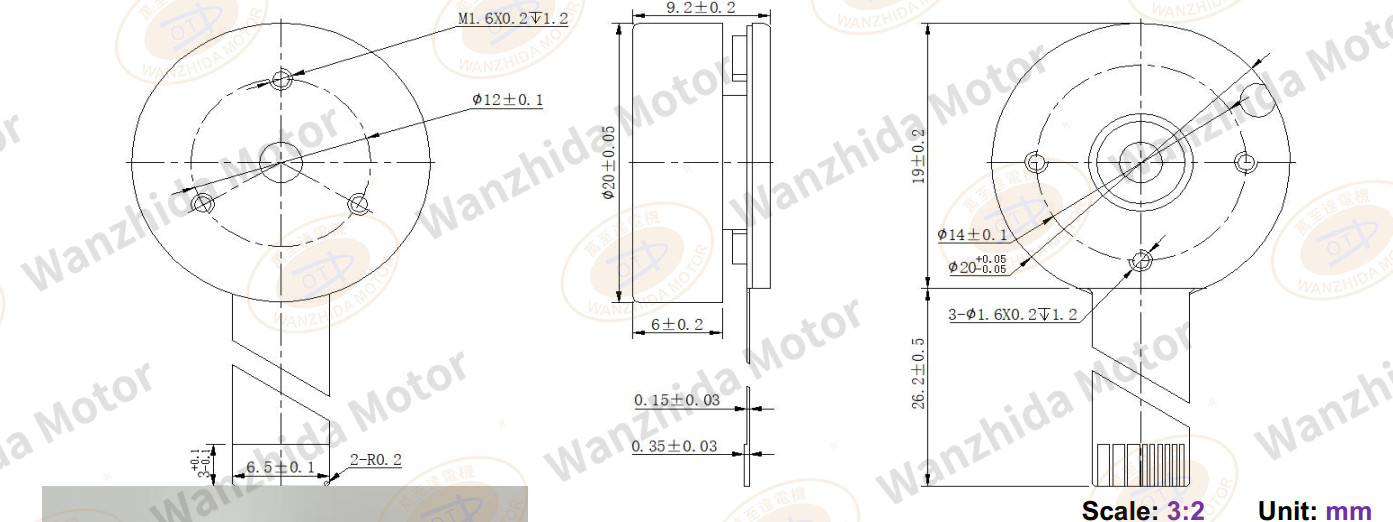 BLDC EM 2009 Electronical Commutation Slotted DC Motor-wanzhida motor