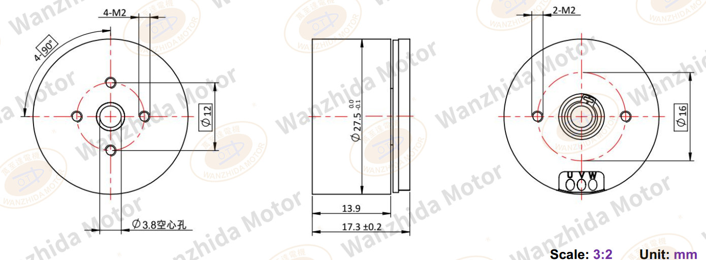 BLDC EM 2817 Electronical Commutation Slotted DC Motor-wanzhida motor