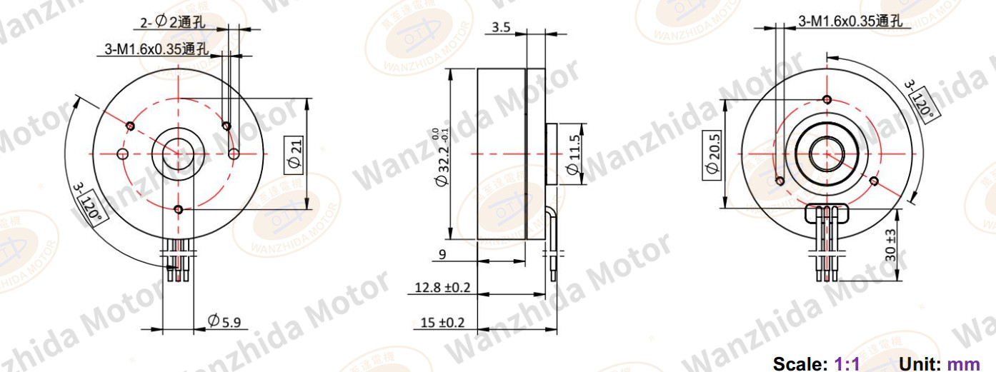 BLDC EM 3215 Electronical Commutation Slotted DC Motor-wanzhida motor