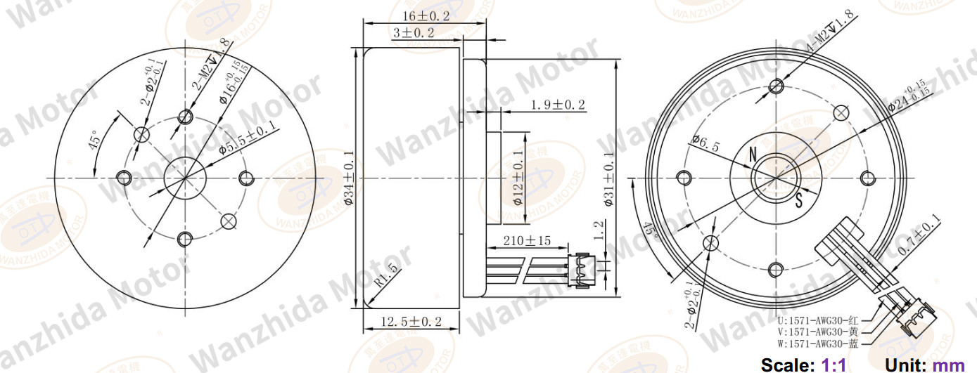 BLDC EM 3416 Electronical Commutation Slotted DC Motor-wanzhida motor