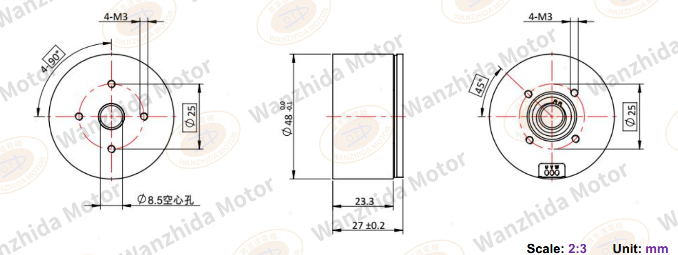 BLDC EM 4827 Electronical Commutation Slotted DC Motor-wanzhida motor