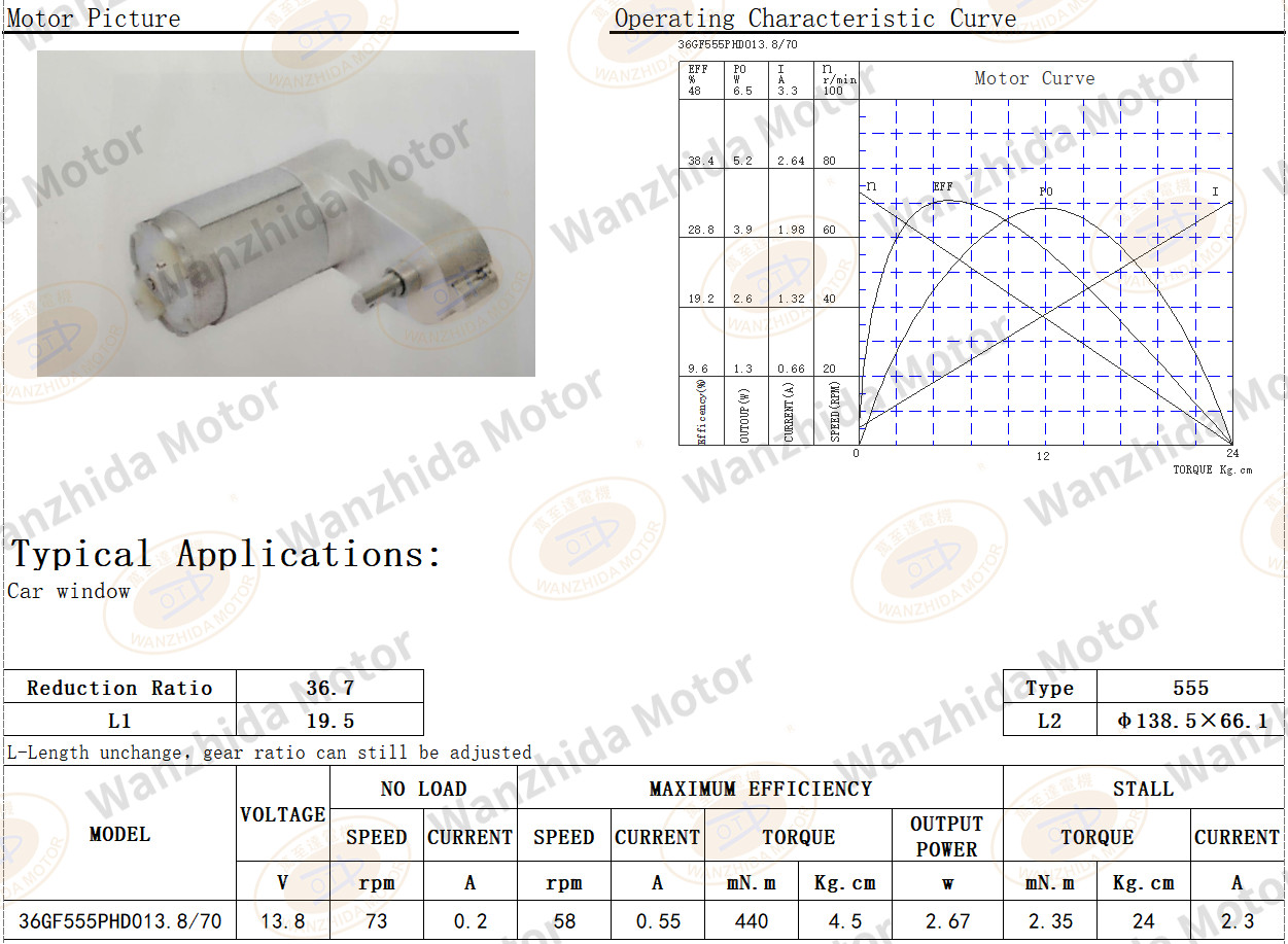 OT-36GF Gear Motor|Car window motor-Wanzhida Motor
