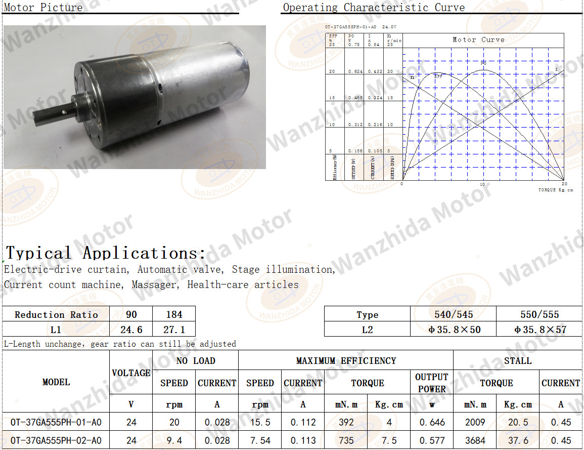 OT-37GA Gear Motor|stage illumination motor-Wanzhida Motor