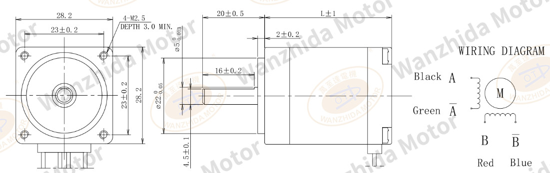 28 series 1.8°two-phase open loop stepping motor-Wanzhida Motor