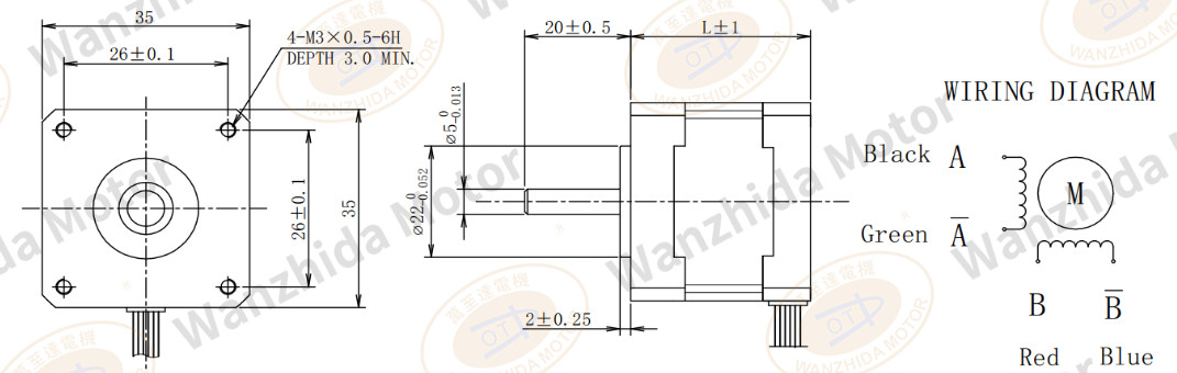 35 series 0.9°two-phase open loop stepping motor-Wanzhida Motor