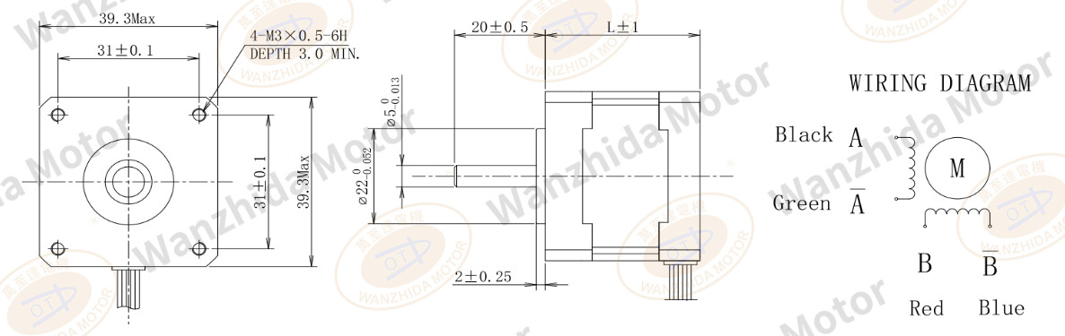 39 series 1.8°two-phase open loop stepping motor-Wanzhida Motor