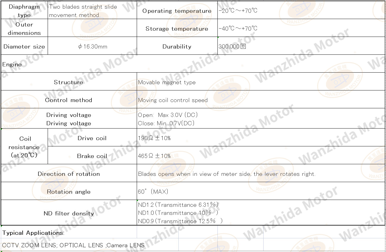 OT-XSV4398 aperture stepper motor|OPTICAL LENS Motor-Wanzhida Motor