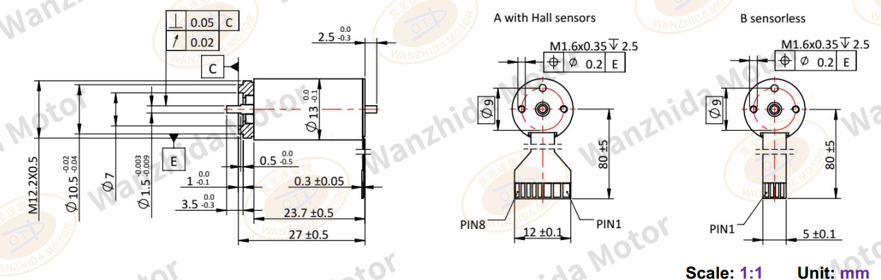 ECS 1323 Electronical Commutation Slotless DC Motor-wanzhida motor