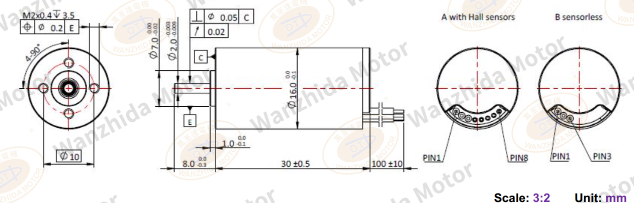 1630Coreless motor_Electronical Commutation Slotless DC Motor-wanzhida motor