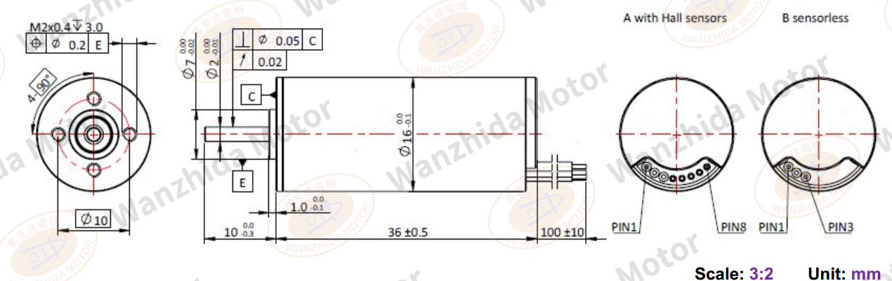 Coreless motor_Electronical Commutation Slotless DC Motor-wanzhida motor