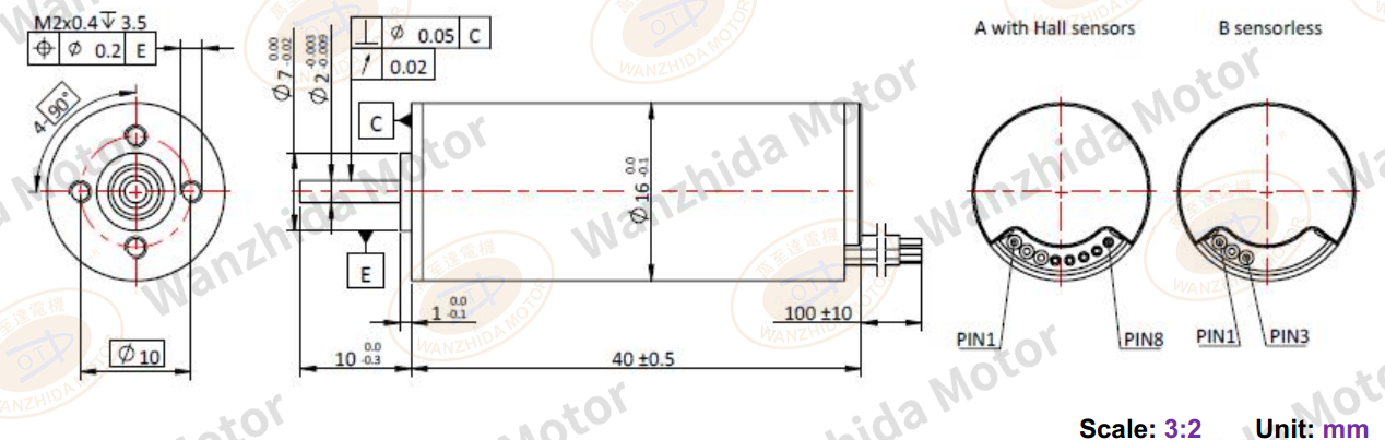 Coreless motor_Electronical Commutation Slotless DC Motor-wanzhida motor