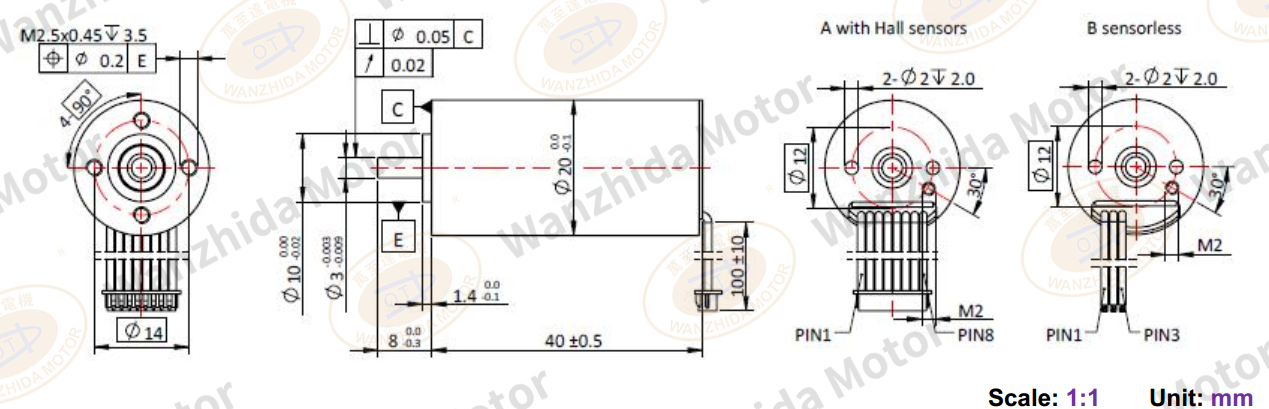Coreless motor_Electronical Commutation Slotless DC Motor-wanzhida motor