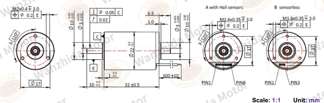 Coreless motor_Electronical Commutation Slotless DC Motor-wanzhida motor