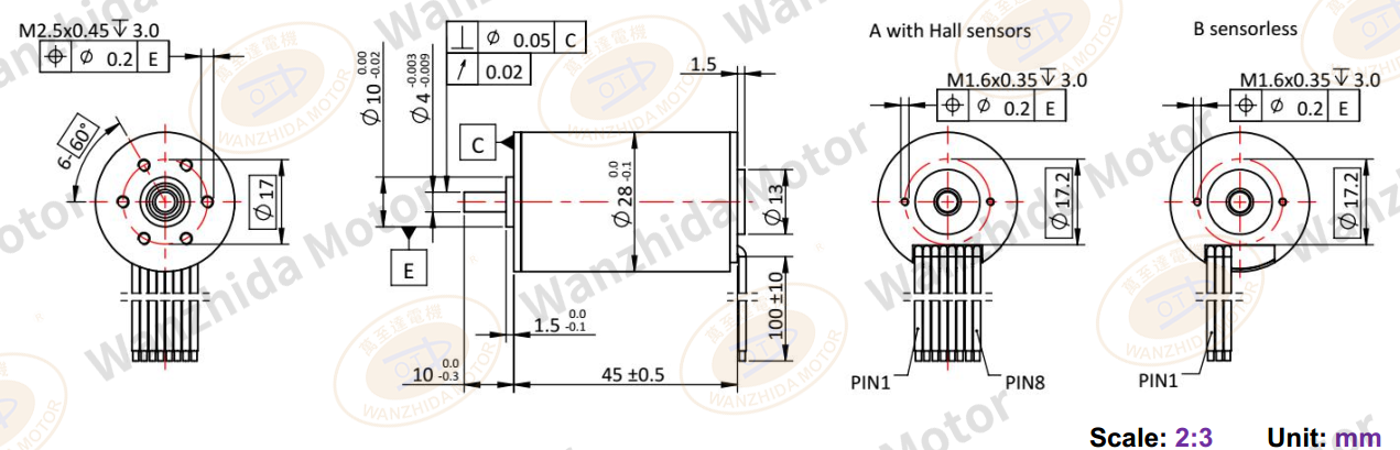 ECS 2845Coreless motor_Electronical Commutation Slotless DC Motor-wanzhida motor