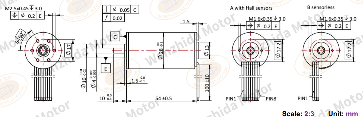 Coreless motor_Electronical Commutation Slotless DC Motor-wanzhida motor