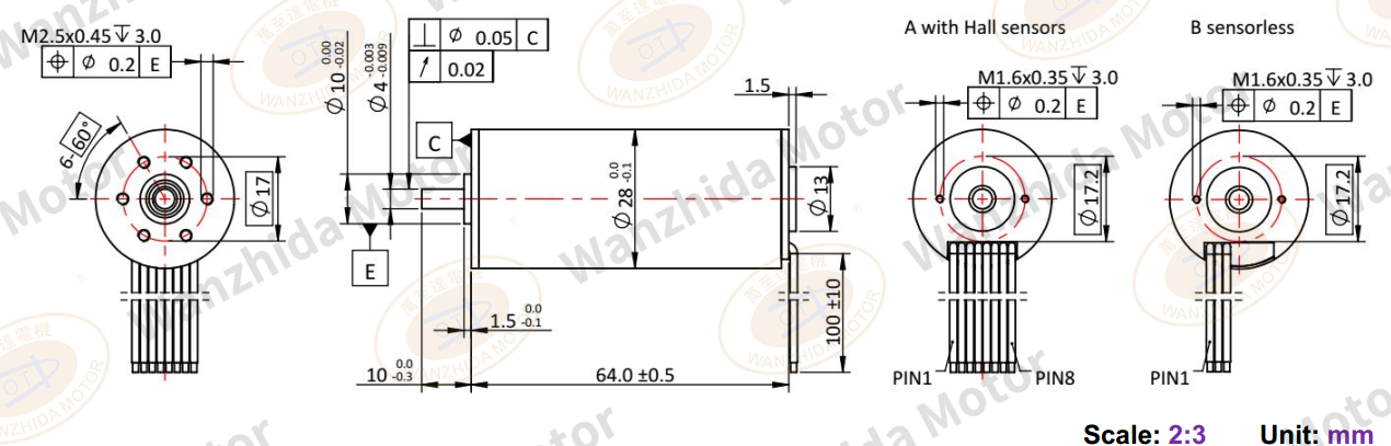 Coreless motor_Electronical Commutation Slotless DC Motor-wanzhida motor