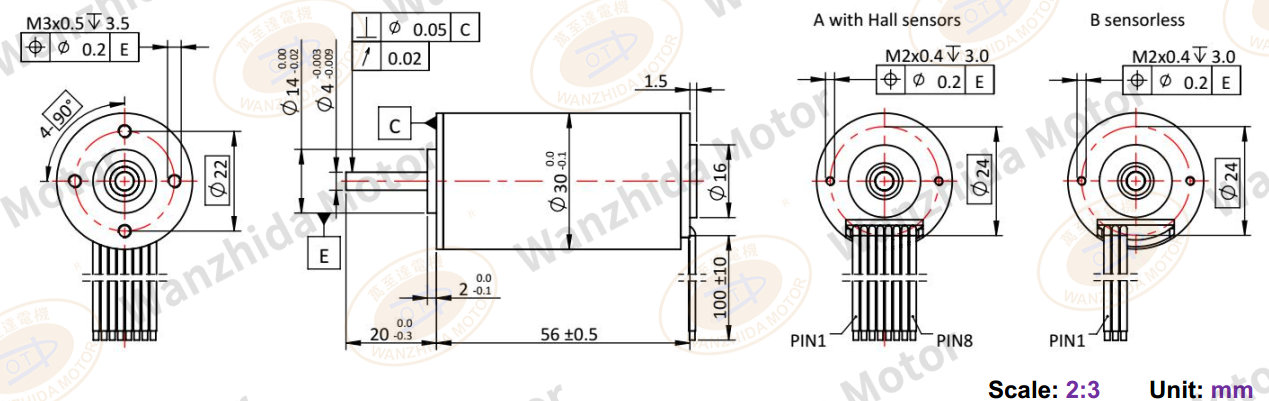 30mmCoreless motor_Electronical Commutation Slotless DC Motor-wanzhida motor