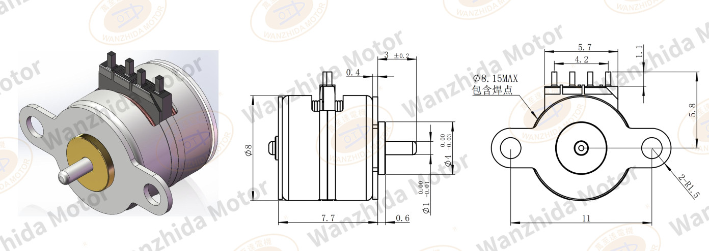8mm mini Permanent magnet stepper motor-wanzhida motor
